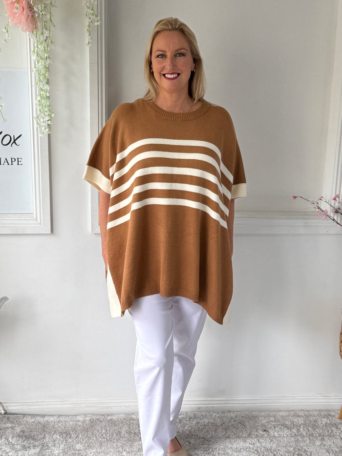 Violet Brown Striped Wool Knit Jumper
