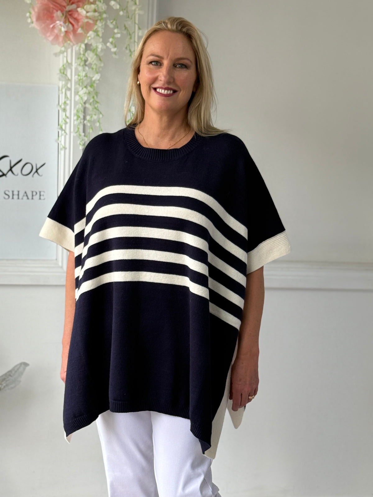 Violet Navy Striped Wool Knit Jumper