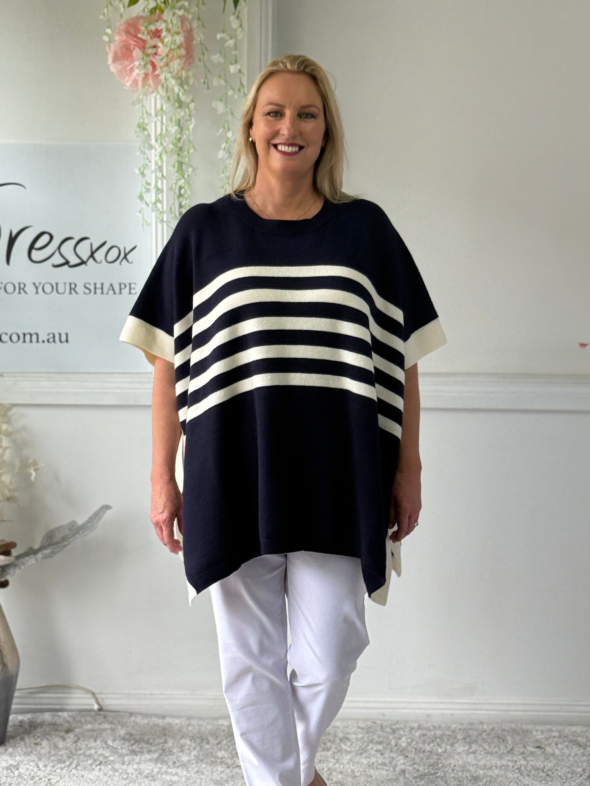 Violet Navy Striped Wool Knit Jumper