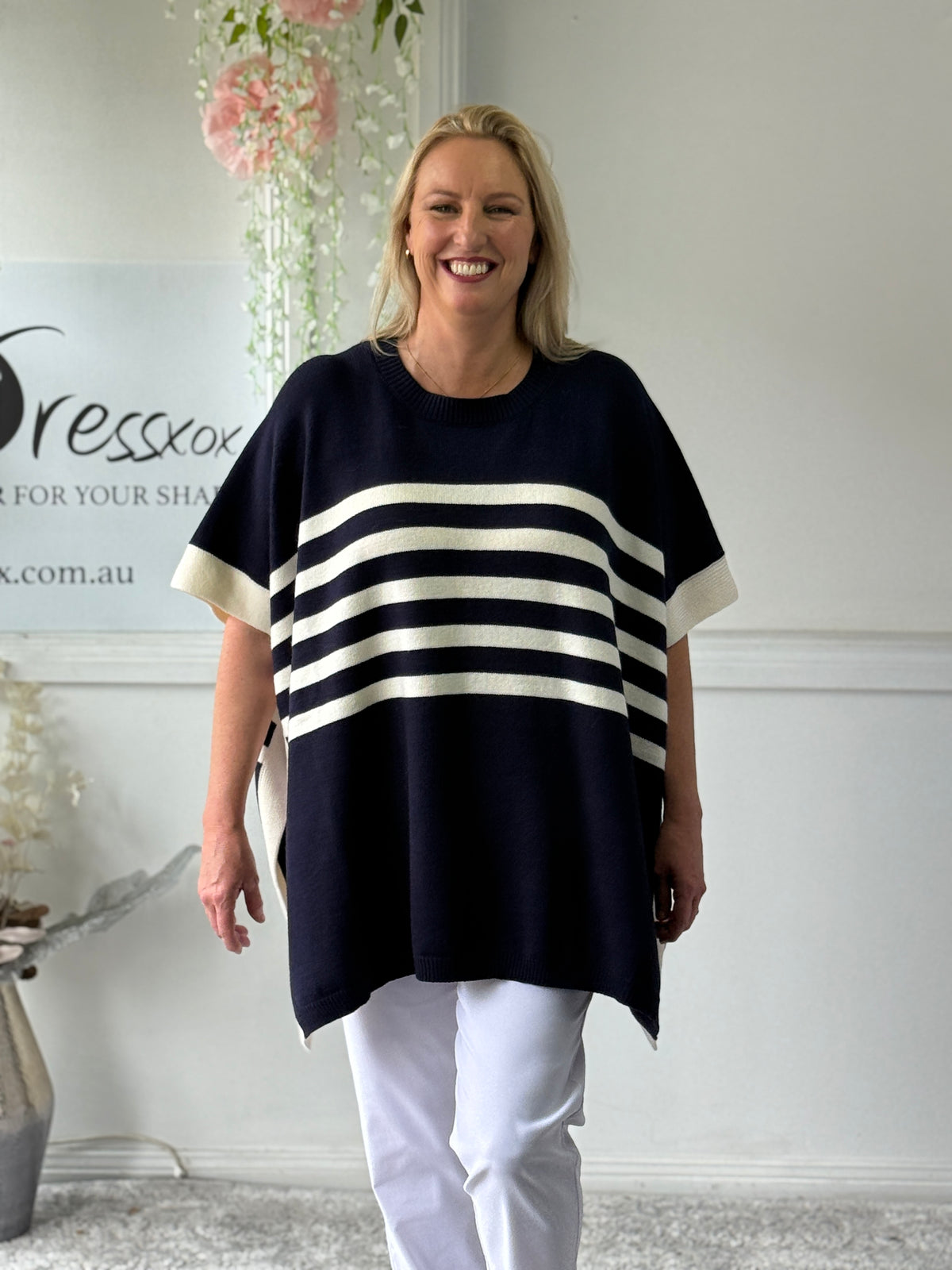 Violet Navy Striped Wool Knit Jumper