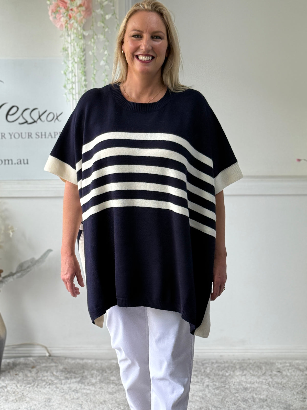 Violet Navy Striped Wool Knit Jumper