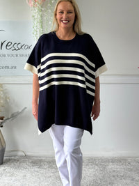 Violet Navy Striped Wool Knit Jumper