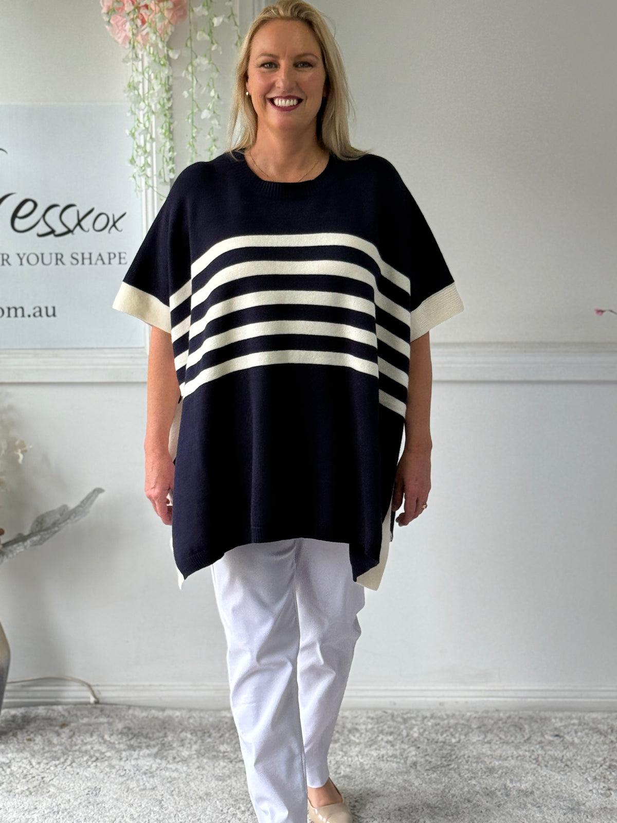 Violet Navy Striped Wool Knit Jumper