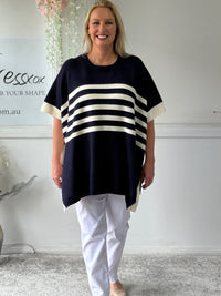 Violet Navy Striped Wool Knit Jumper