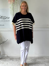 Violet Navy Striped Wool Knit Jumper