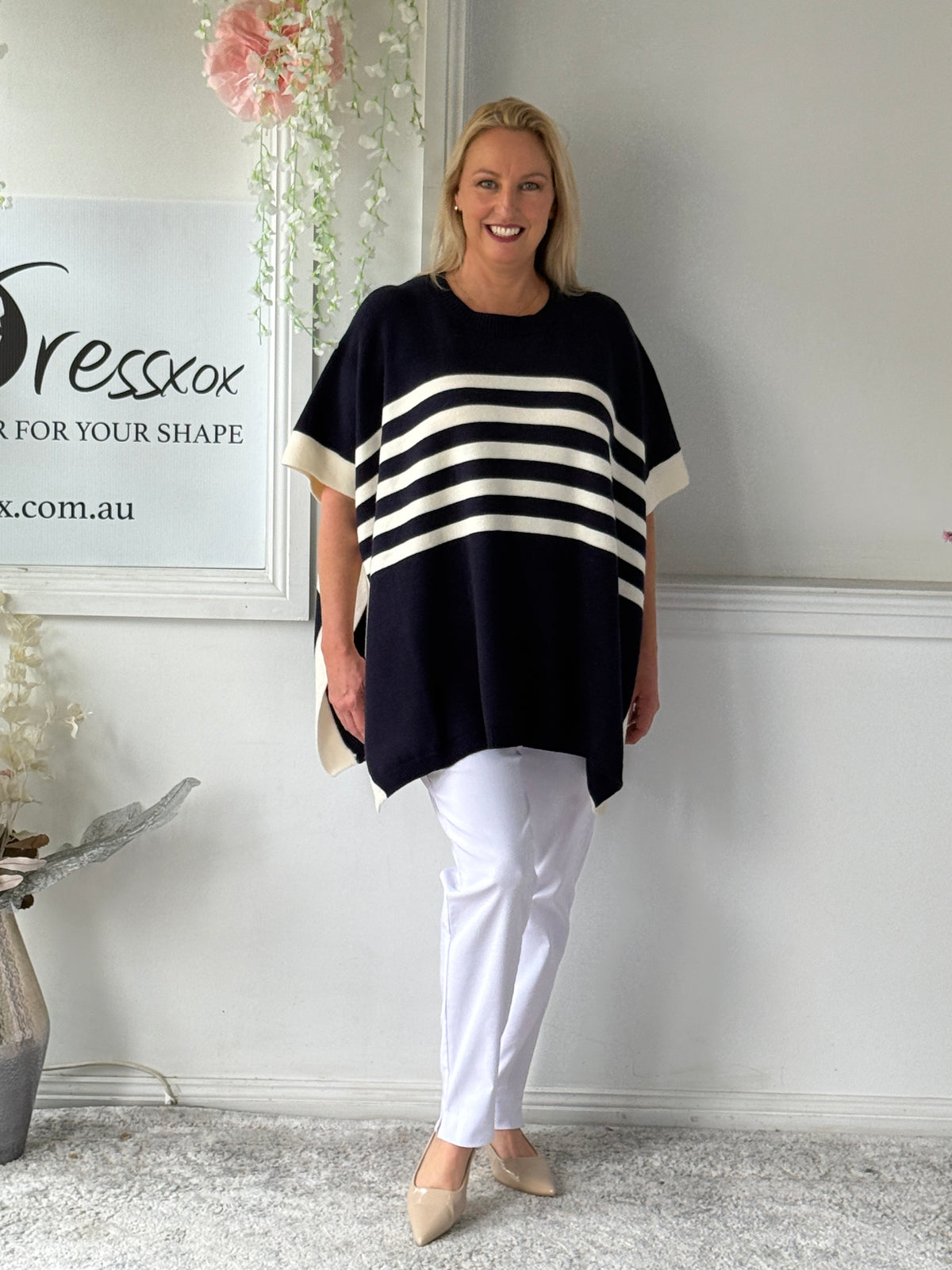 Violet Navy Striped Wool Knit Jumper