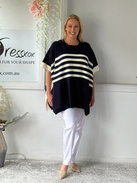 Violet Navy Striped Wool Knit Jumper