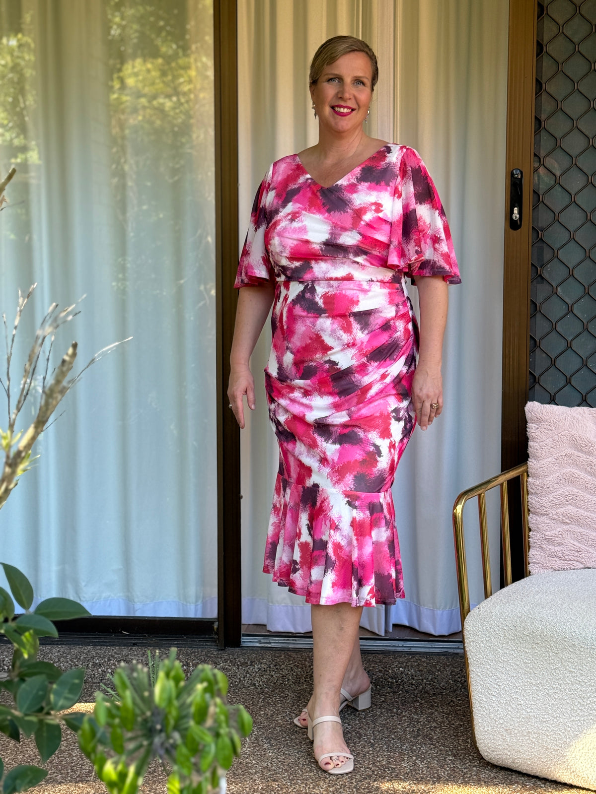 Vivianna Pink Stretch Cocktail Dress