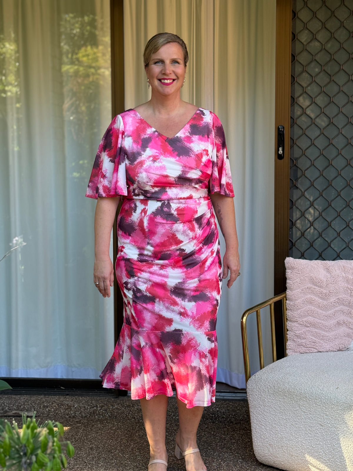 Vivianna Pink Stretch Cocktail Dress