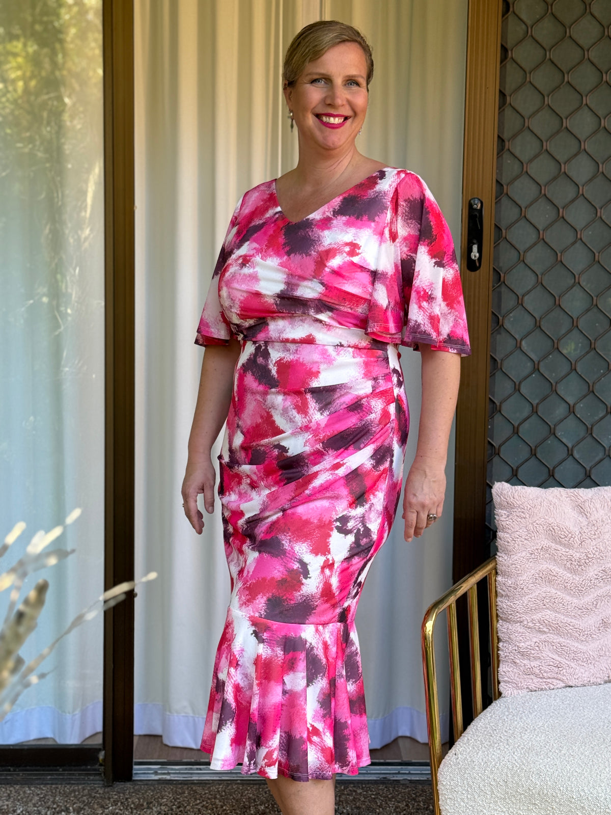 Vivianna Pink Stretch Cocktail Dress