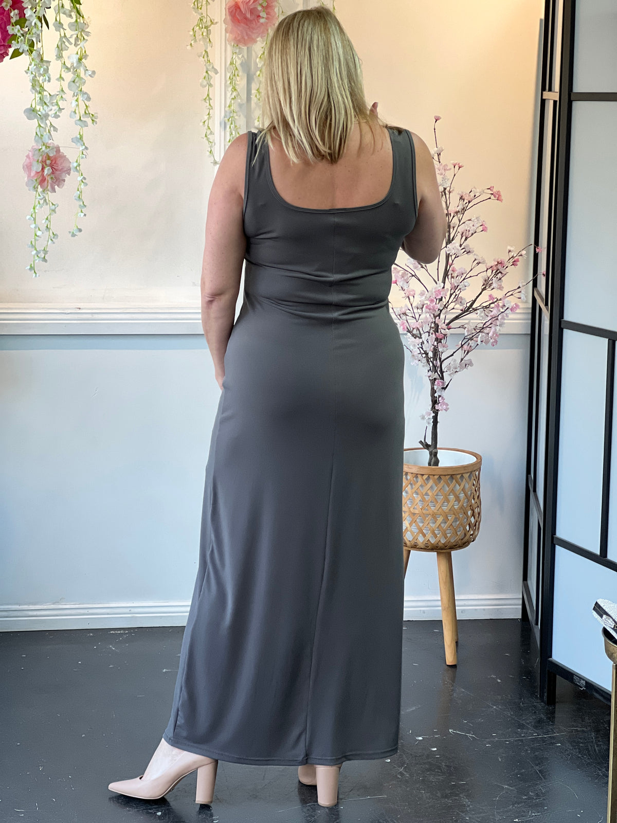 Voss Khaki Stretchy Jersey Dress