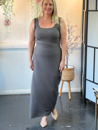 Voss Khaki Stretchy Jersey Dress