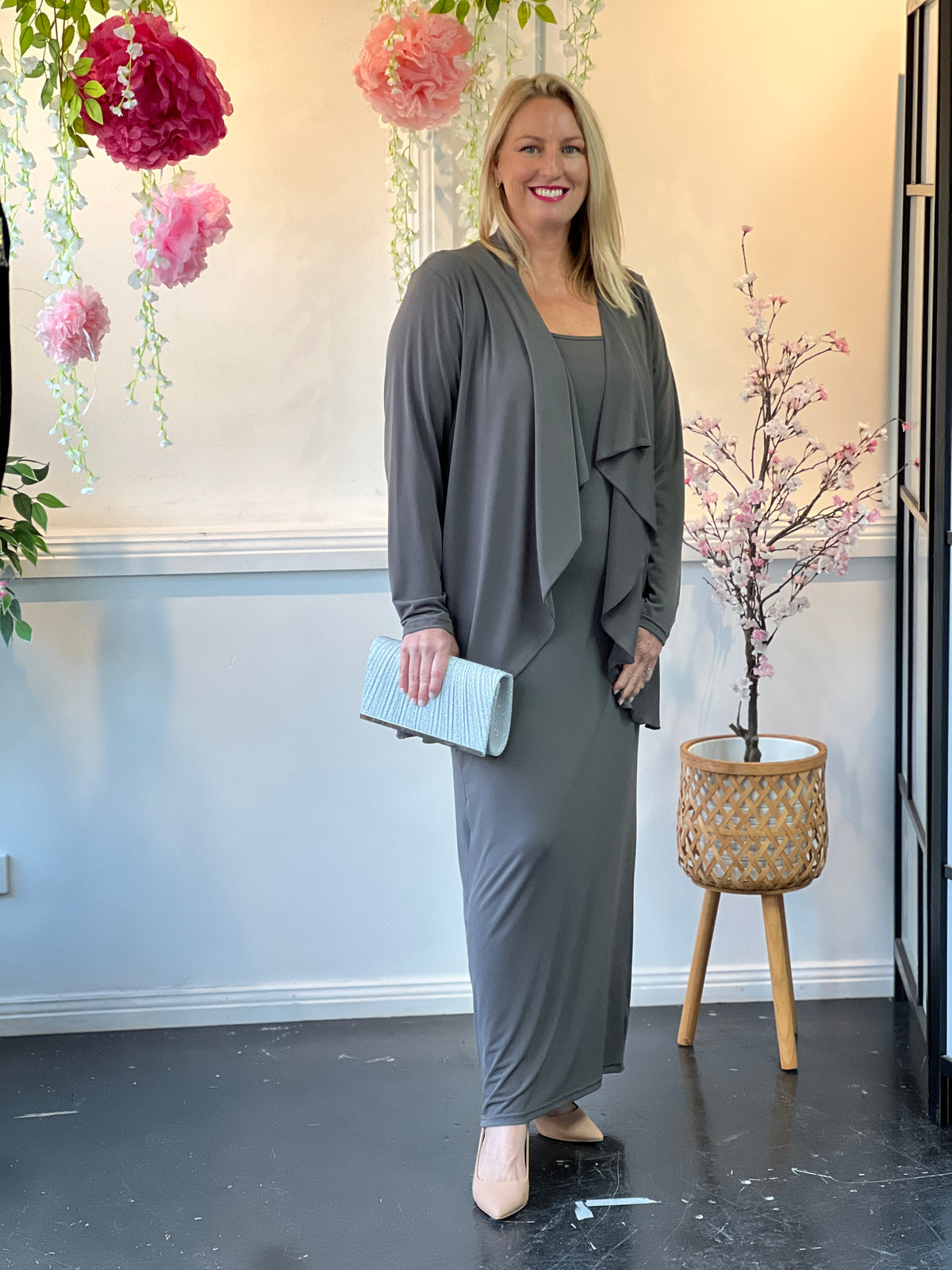 Voss Khaki Stretchy Jersey Dress