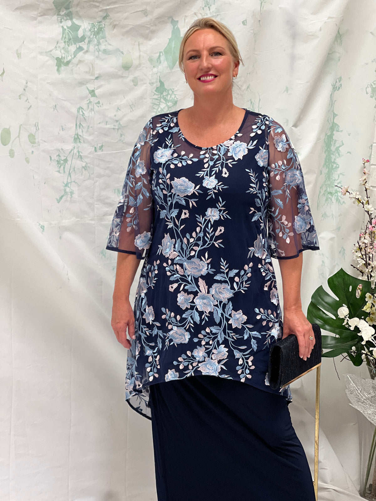 Wallis Blue Blossom Evening Top