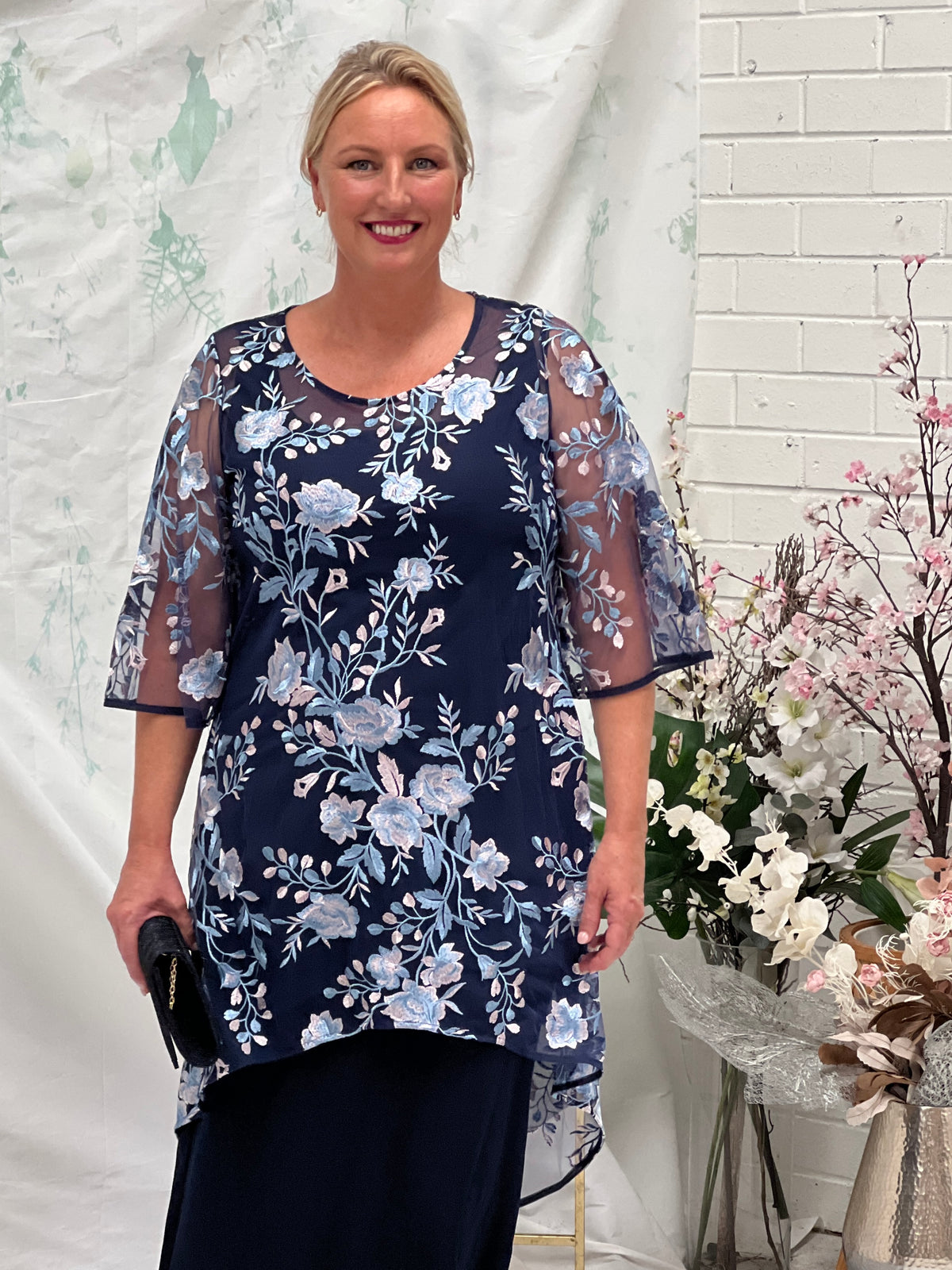 Wallis Blue Blossom Evening Top