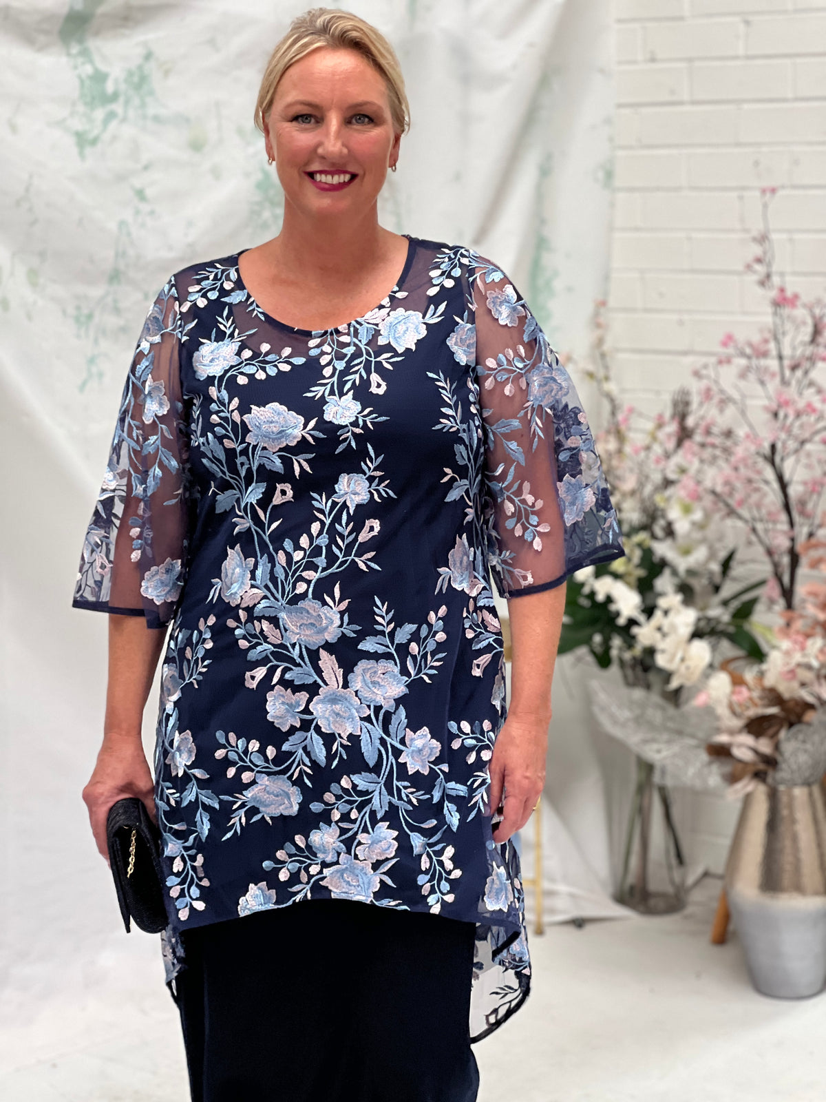 Wallis Blue Blossom Evening Top