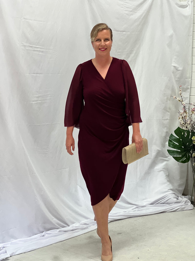 Winfred Burgundy Evening Dress