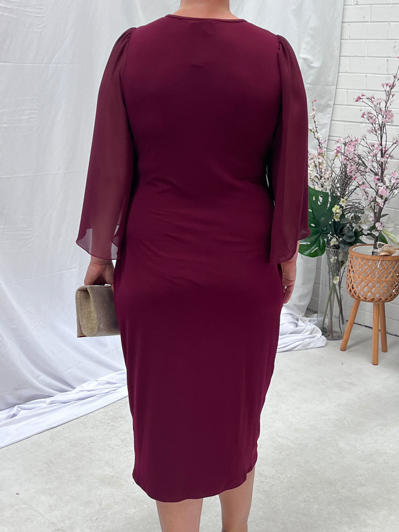 Winfred Burgundy Evening Dress