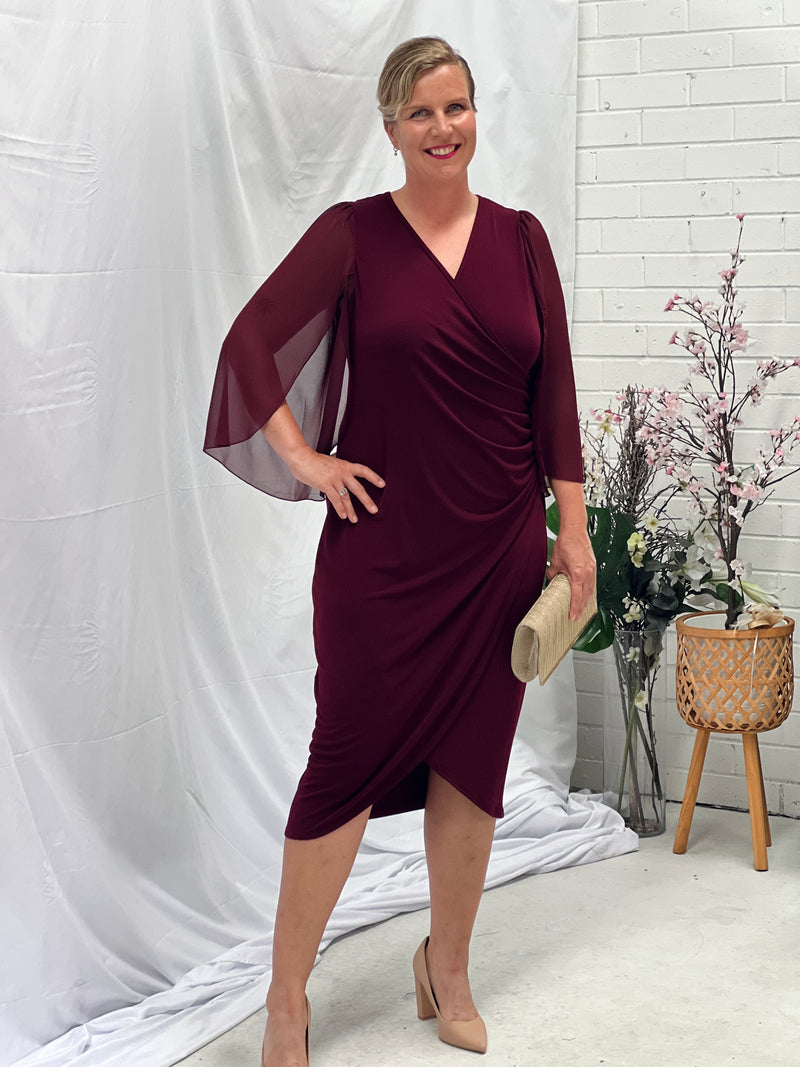 Winfred Burgundy Evening Dress