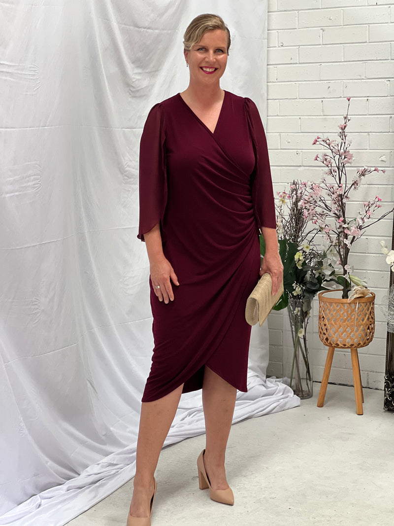 Winfred Burgundy Evening Dress