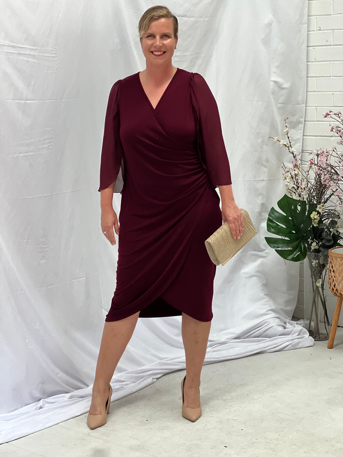 Winfred Burgundy Evening Dress