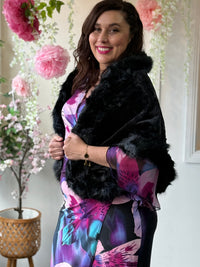Salma Black Knit Shawl Cape