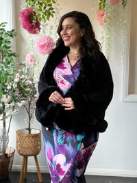Salma Black Knit Shawl Cape