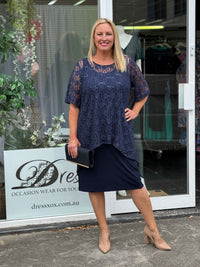 Winston Navy Sequin Lace 2 Piece Set