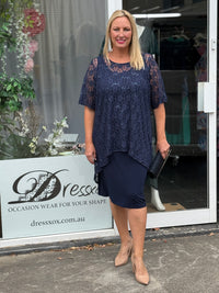 Winston Navy Sequin Lace 2 Piece Set