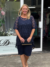 Winston Navy Sequin Lace 2 Piece Set