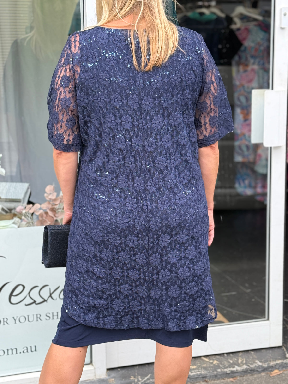 Winston Navy Sequin Lace 2 Piece Set