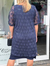 Winston Navy Sequin Lace 2 Piece Set