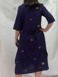 Wynn Fishbone Purple Linen Dress