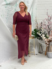 Yancy Burgundy Evening Dress