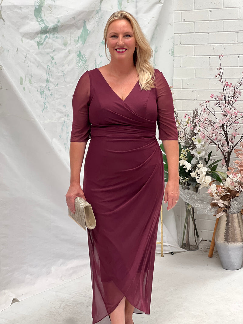 Yancy Burgundy Evening Dress