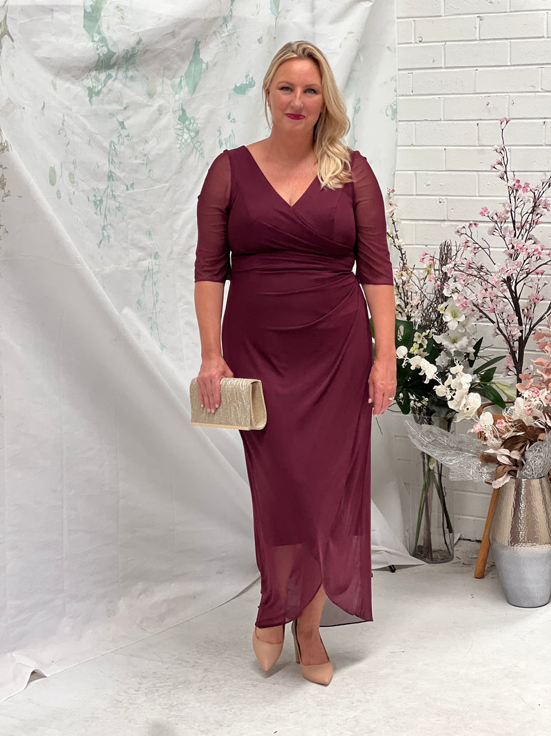 Yancy Burgundy Evening Dress