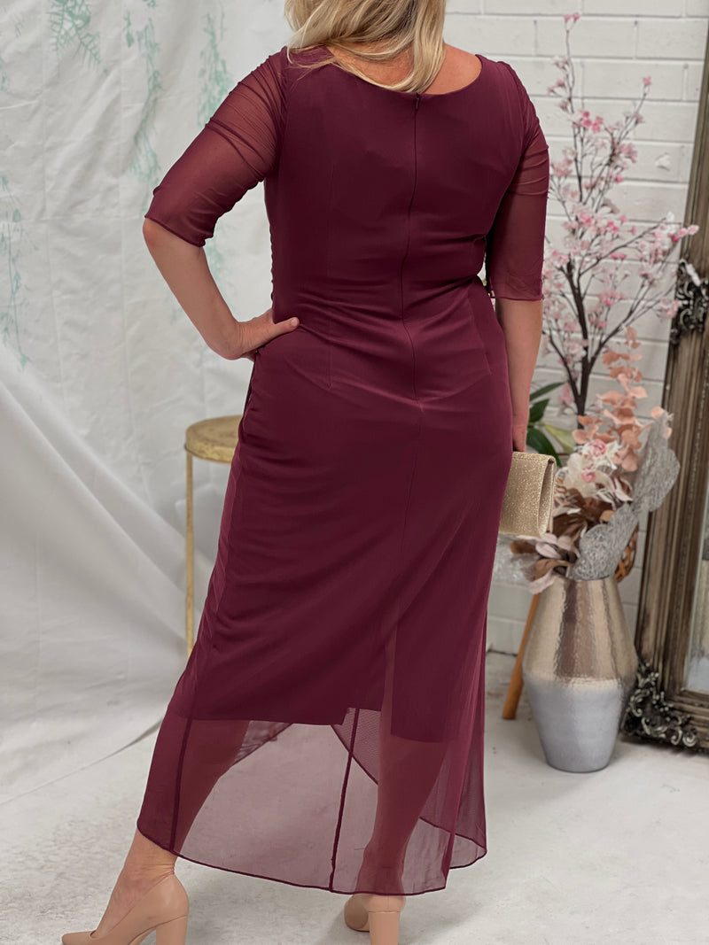 Yancy Burgundy Evening Dress