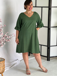 York Green Linen Dress