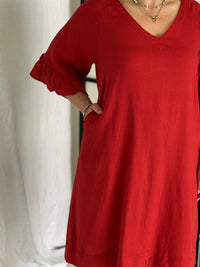 York Red Linen Dress