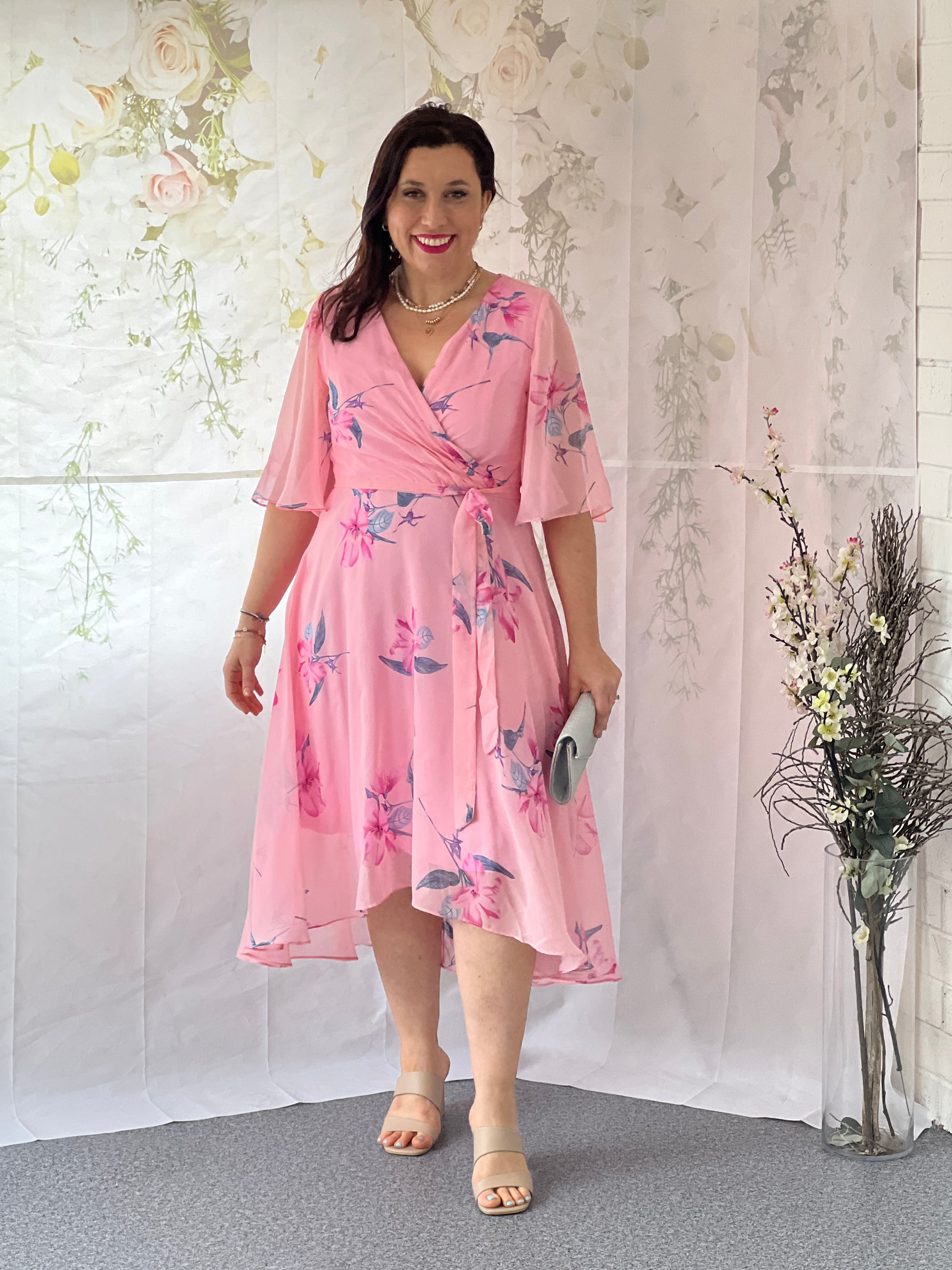 Ysabel Pink Floral Dress – Dressxox