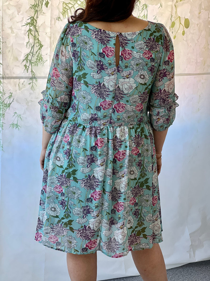 Yvonne Mint Floral Dress