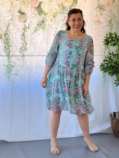 Yvonne Mint Floral Dress – Dressxox