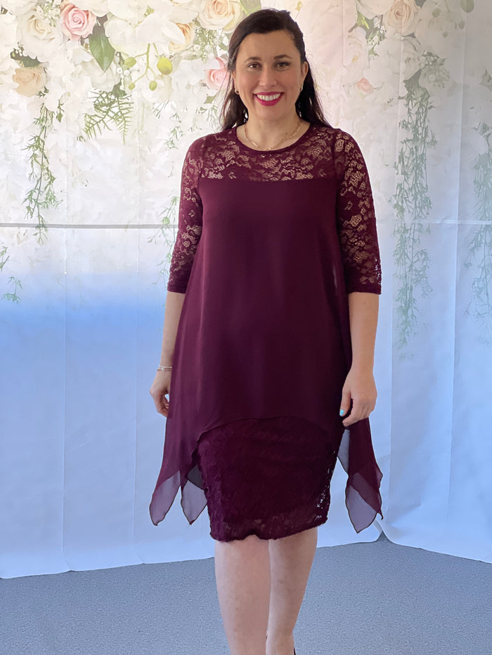 Zelda Burgundy Lace Dress