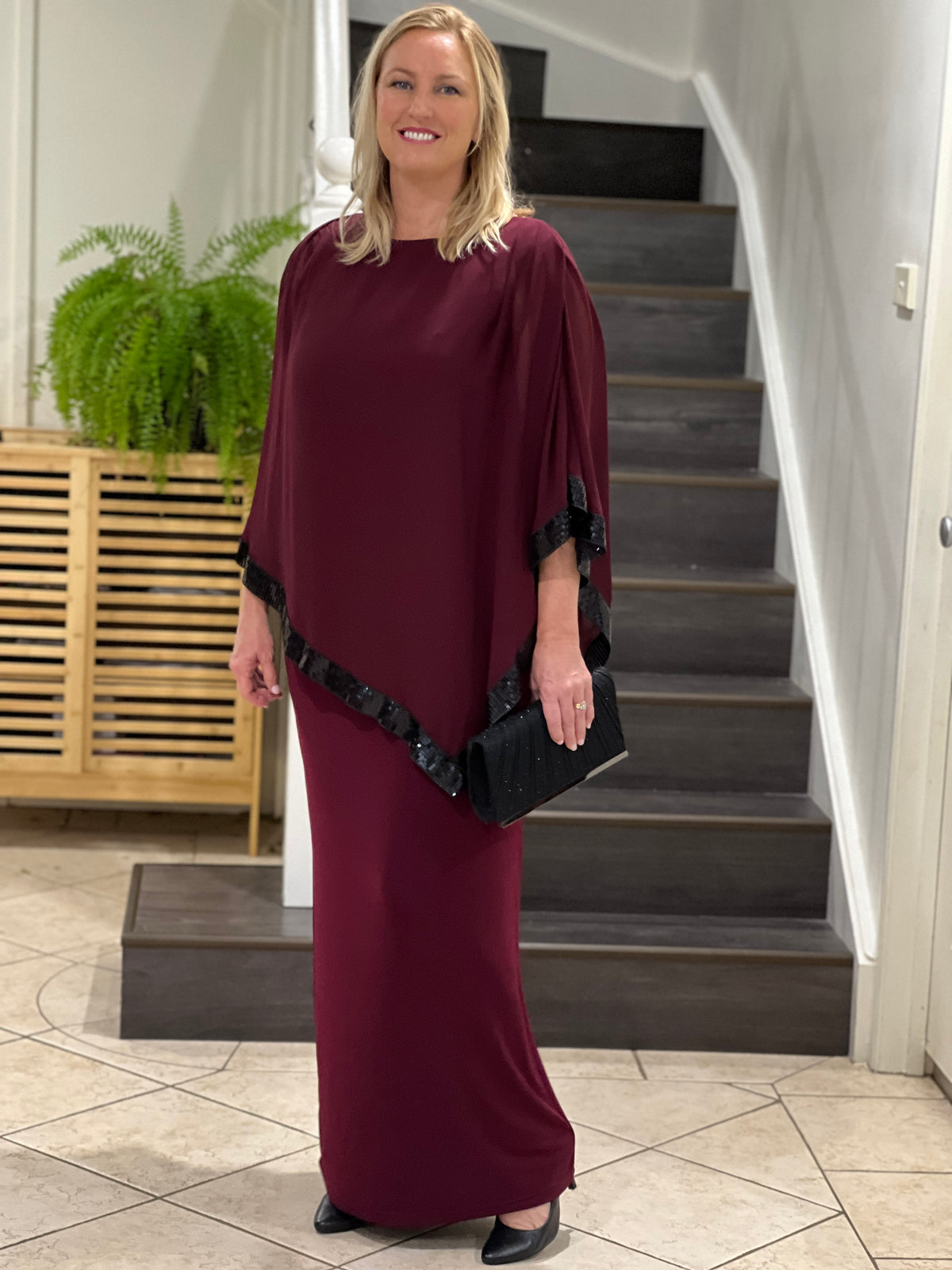 Zoe Burgundy Evening Top
