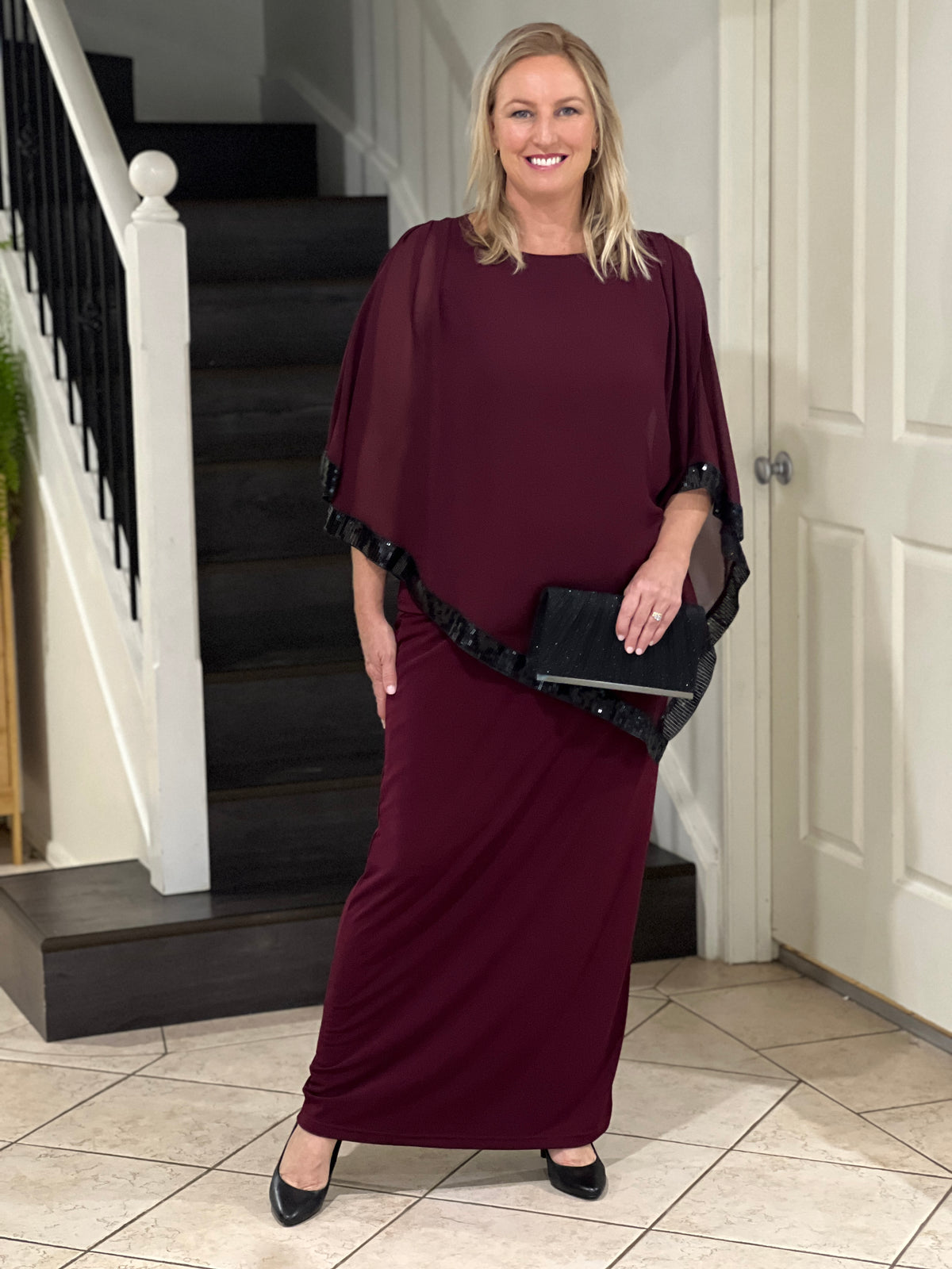 Zoe Burgundy Evening Top