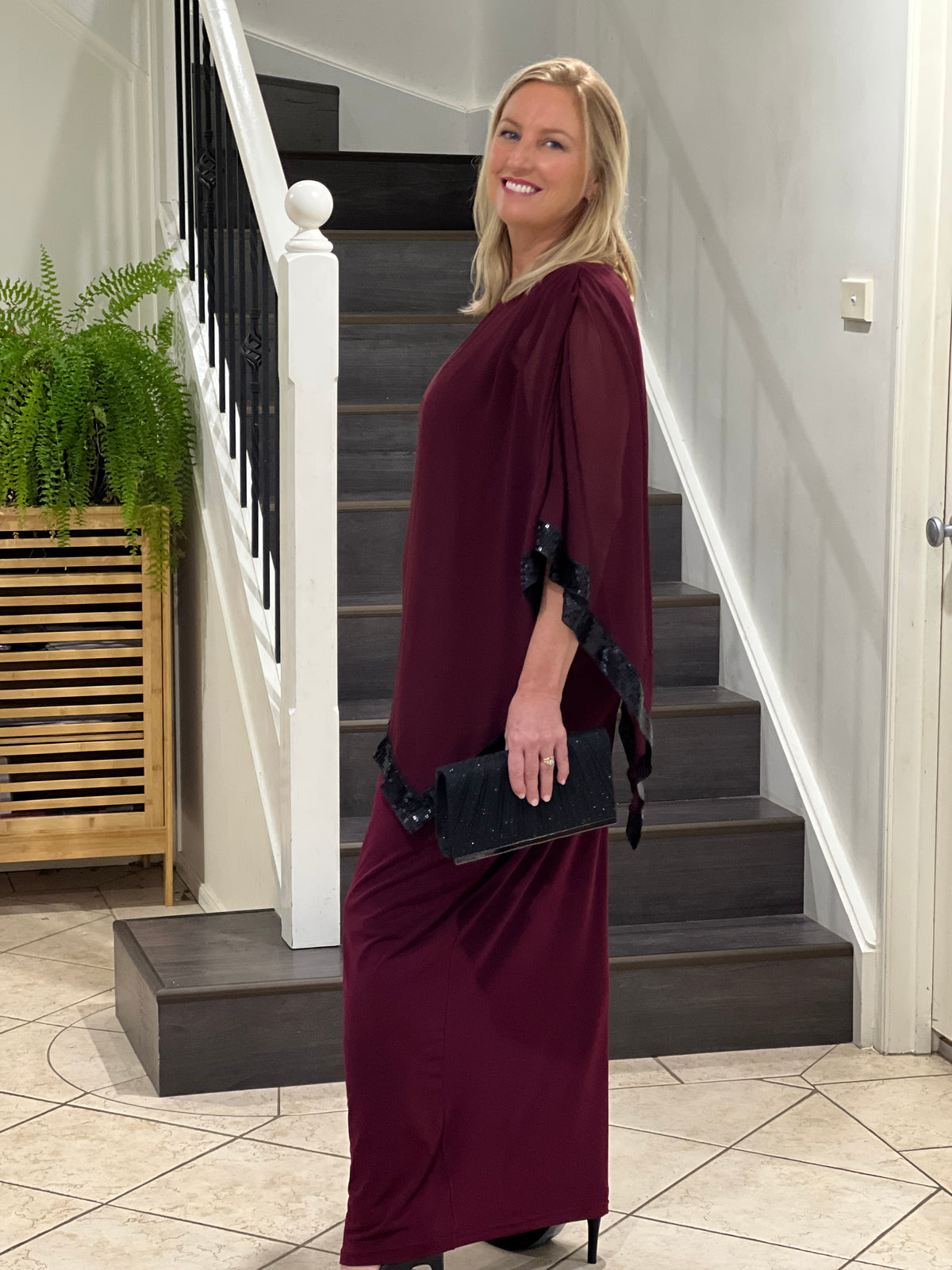 Zoe Burgundy Evening Top