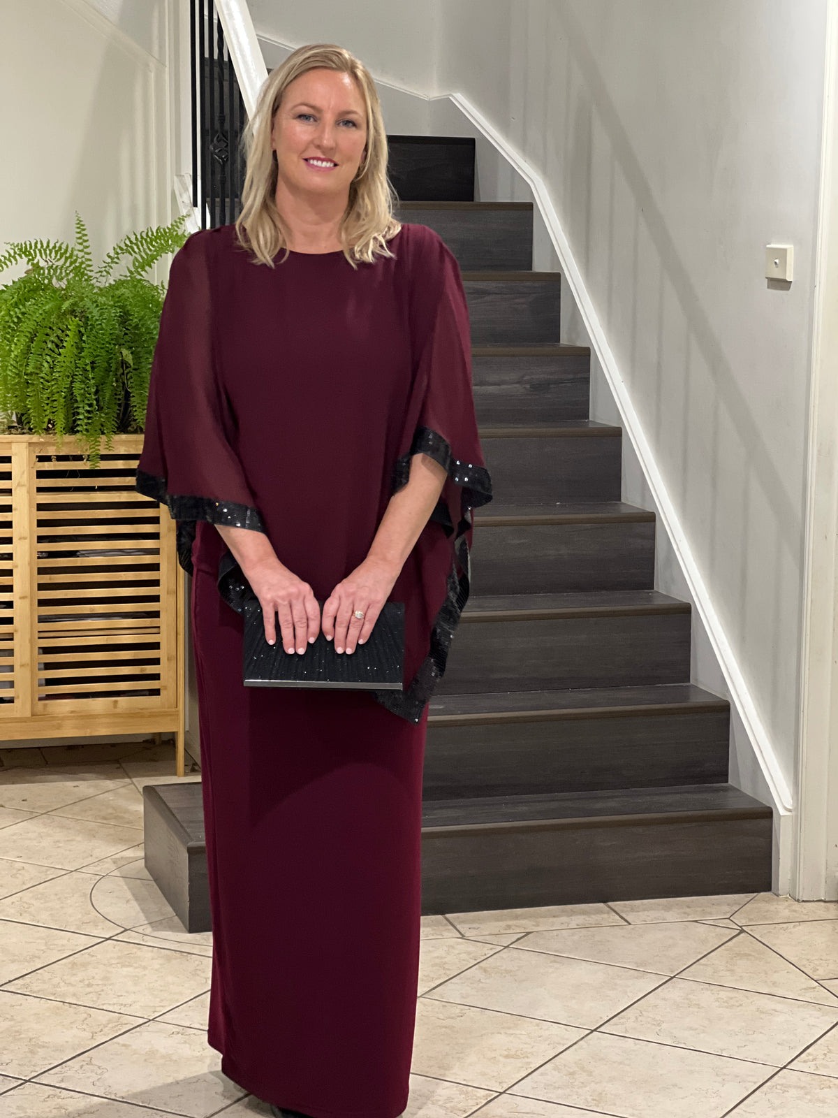 Zoe Burgundy Evening Top