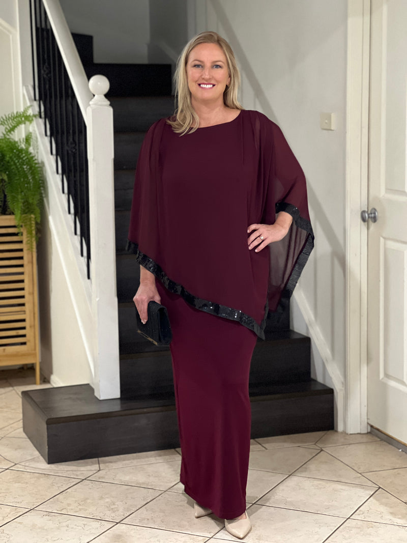 Zoe Burgundy Evening Top