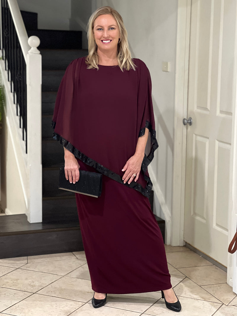 Zoe Burgundy Evening Top