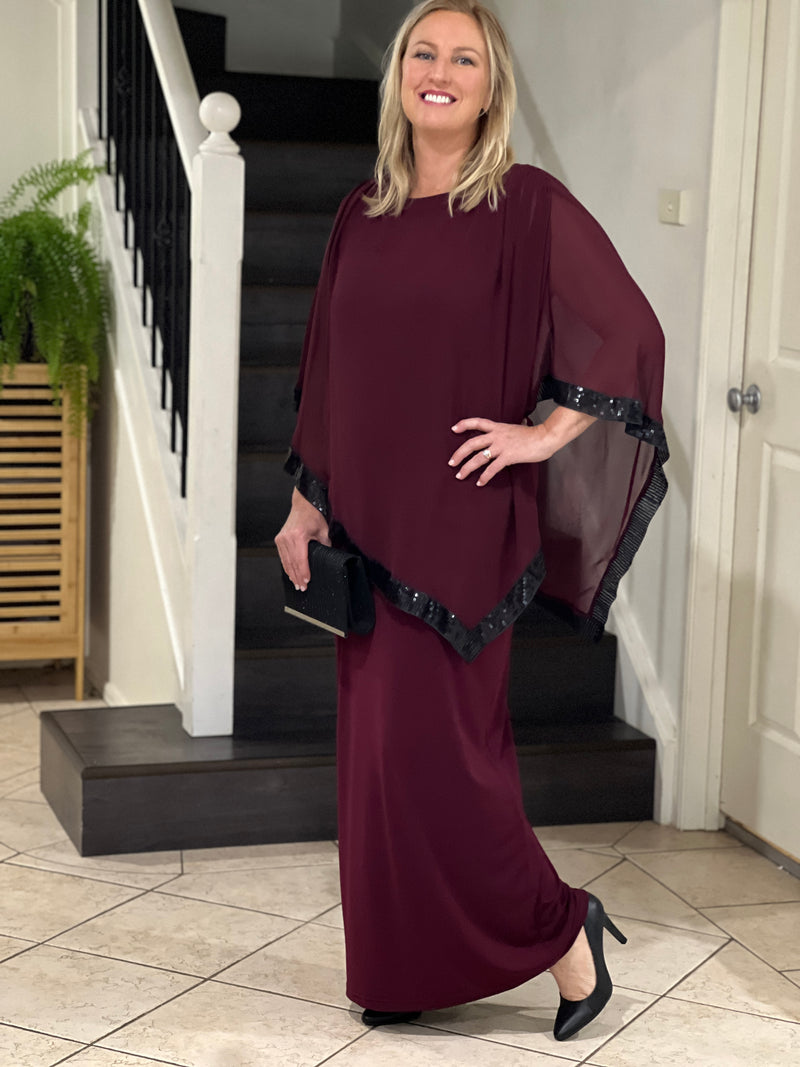Zoe Burgundy Evening Top